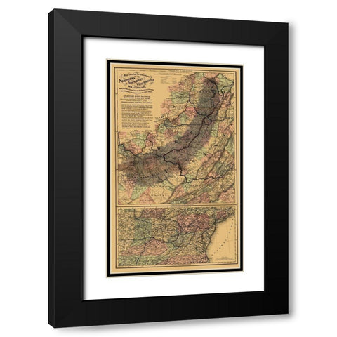 Northern and Southern West Virginia Railroad 1873 Black Modern Wood Framed Art Print with Double Matting by Colton