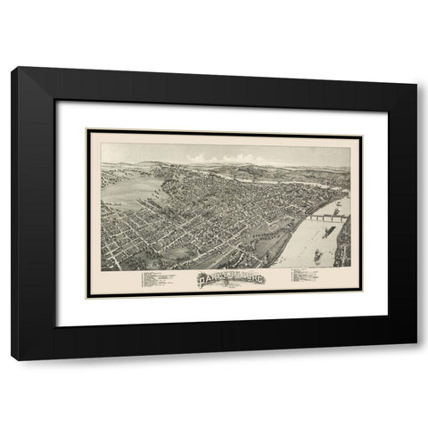 Parkersburg West Virginia - Fowler 1899 Black Modern Wood Framed Art Print with Double Matting by Fowler