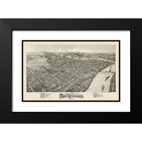 Parkersburg West Virginia - Fowler 1899 Black Modern Wood Framed Art Print with Double Matting by Fowler