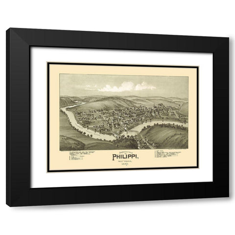 Phillippi West Virginia - Fowler 1897 Black Modern Wood Framed Art Print with Double Matting by Fowler