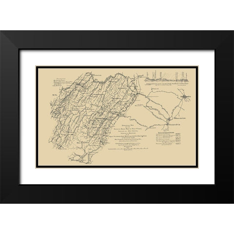 Potomac Basin West of Blue Ridge Virginia Black Modern Wood Framed Art Print with Double Matting by Hotchkiss
