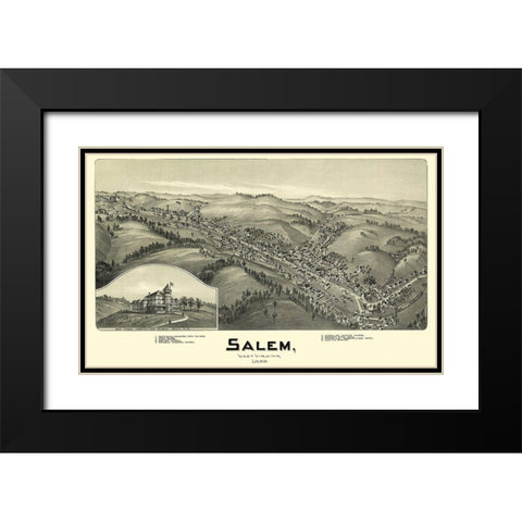 Salem West Virginia - Fowler 1899 Black Modern Wood Framed Art Print with Double Matting by Fowler
