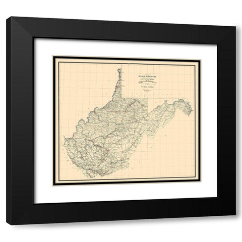 West Virginia -1919 Black Modern Wood Framed Art Print with Double Matting by Unknown