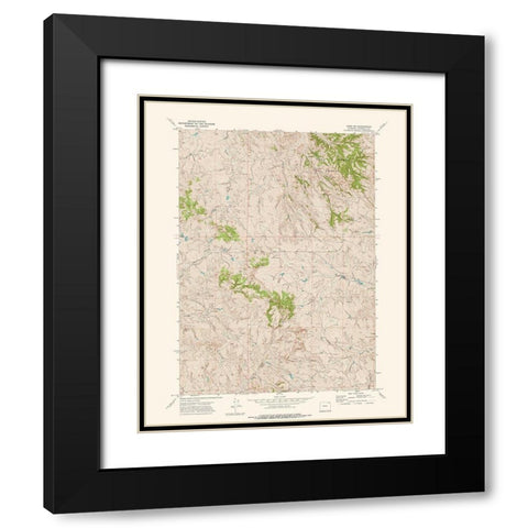 North West Adon Wyoming Quad - USGS 1972 Black Modern Wood Framed Art Print with Double Matting by USGS