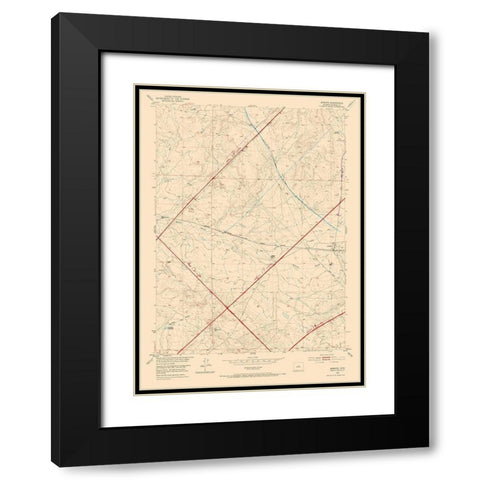 Arminto Wyoming Quad - USGS 1952 Black Modern Wood Framed Art Print with Double Matting by USGS