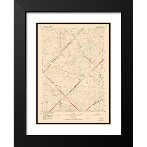 Arminto Wyoming Quad - USGS 1952 Black Modern Wood Framed Art Print with Double Matting by USGS