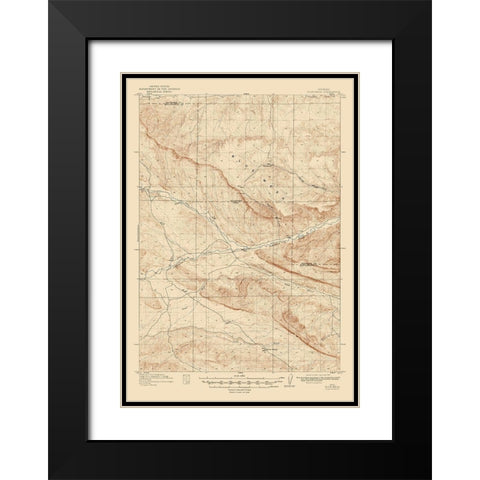 Blue Mesa Wyoming Quad - USGS 1916 Black Modern Wood Framed Art Print with Double Matting by USGS