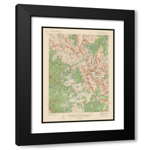 Mt Bonneville Wyoming Quad - USGS 1938 Black Modern Wood Framed Art Print with Double Matting by USGS