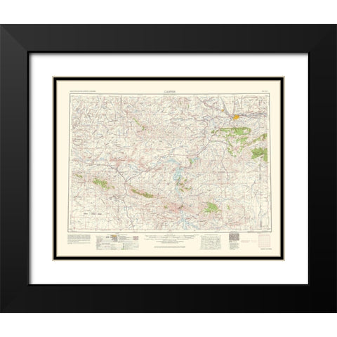 Casper Wyoming Quad - USGS 1962 Black Modern Wood Framed Art Print with Double Matting by USGS