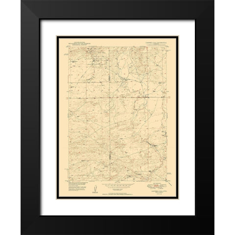 Campbell Hill Wyoming Quad - USGS 1950 Black Modern Wood Framed Art Print with Double Matting by USGS