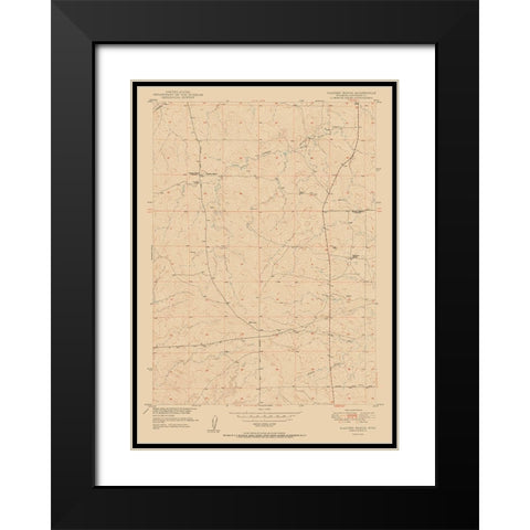 Clausen Ranch Wyoming Quad - USGS 1950 Black Modern Wood Framed Art Print with Double Matting by USGS