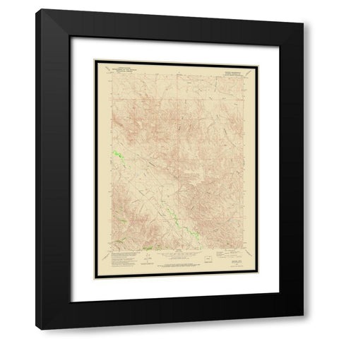 Croton Wyoming Quad - USGS 1972 Black Modern Wood Framed Art Print with Double Matting by USGS