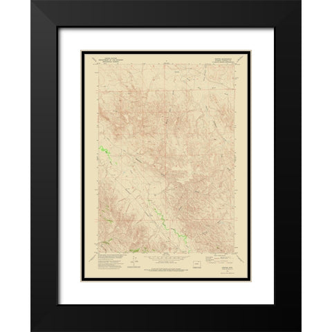 Croton Wyoming Quad - USGS 1972 Black Modern Wood Framed Art Print with Double Matting by USGS