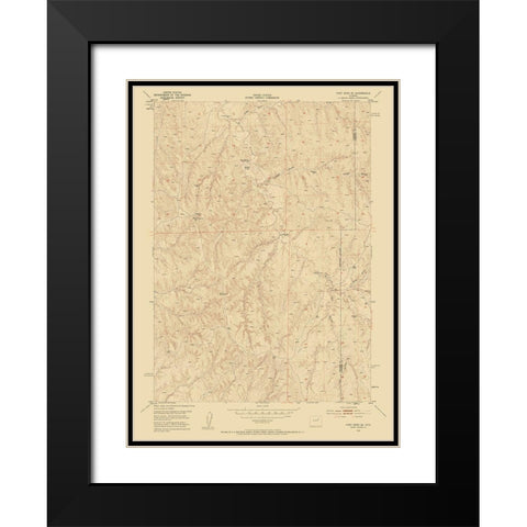 Fort Reno Wyoming Quad - USGS 1953 Black Modern Wood Framed Art Print with Double Matting by USGS