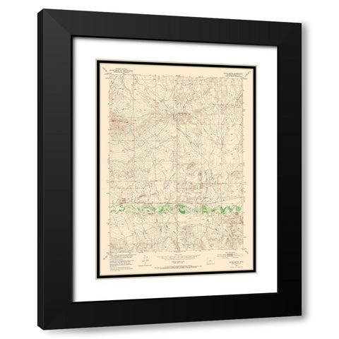 Gates Butte Wyoming Quad - USGS 1952 Black Modern Wood Framed Art Print with Double Matting by USGS