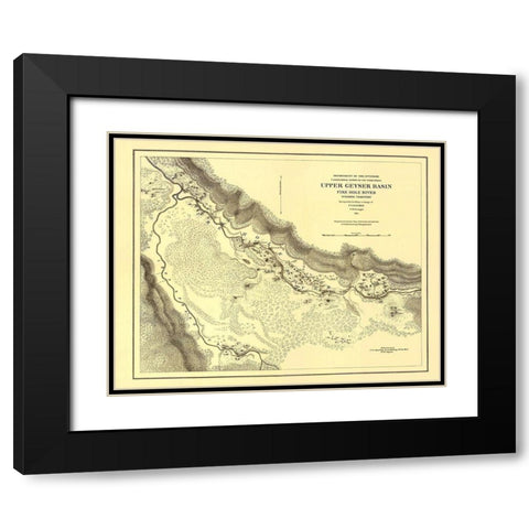 Wyoming Territory Up Geyser Basin Fire Hole River Black Modern Wood Framed Art Print with Double Matting by USGS