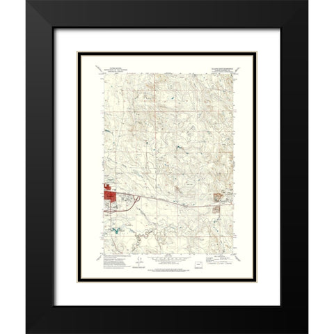 East Gillette Wyoming Quad - USGS 1971 Black Modern Wood Framed Art Print with Double Matting by USGS