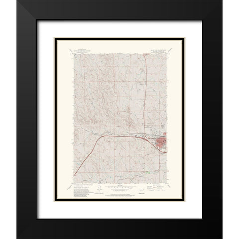 West Gillette Wyoming Quad - USGS 1971 Black Modern Wood Framed Art Print with Double Matting by USGS