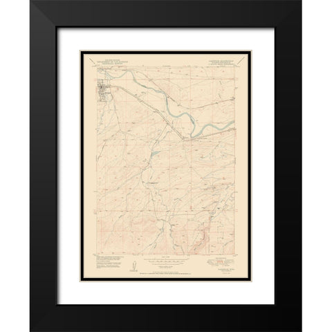 Glenrock Wyoming Quad - USGS 1950 Black Modern Wood Framed Art Print with Double Matting by USGS