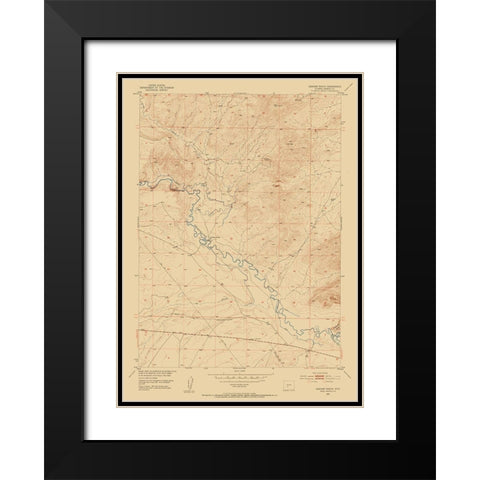 Graham Ranch Wyoming Quad - USGS 1951 Black Modern Wood Framed Art Print with Double Matting by USGS