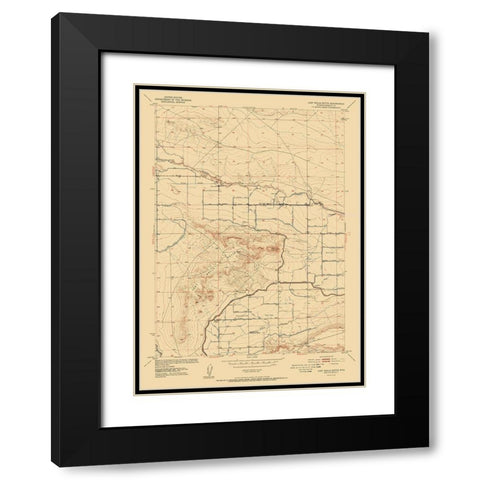 Lost Wells Butte Wyoming Quad - USGS 1952 Black Modern Wood Framed Art Print with Double Matting by USGS
