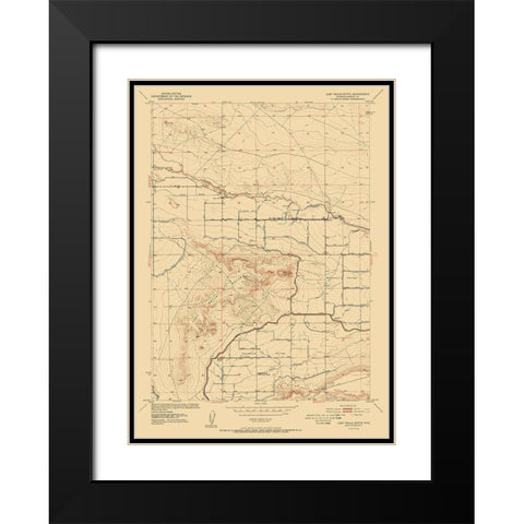 Lost Wells Butte Wyoming Quad - USGS 1952 Black Modern Wood Framed Art Print with Double Matting by USGS