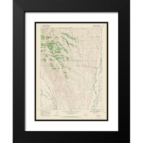 Marse Wyoming Quad - USGS 1967 Black Modern Wood Framed Art Print with Double Matting by USGS