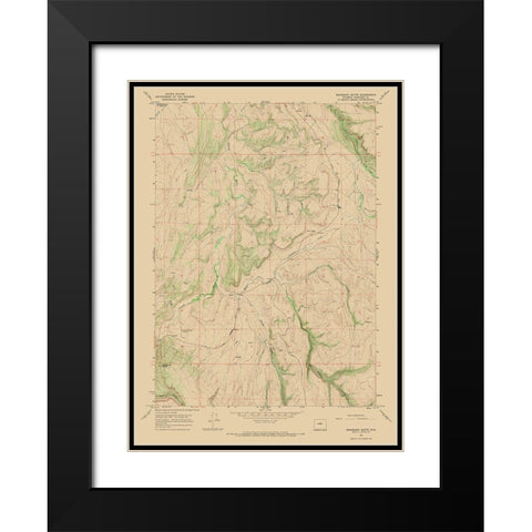 Mahogony Butte Wyoming Quad - USGS 1967 Black Modern Wood Framed Art Print with Double Matting by USGS