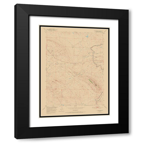 Oil Mountain Wyoming Quad - USGS 1951 Black Modern Wood Framed Art Print with Double Matting by USGS