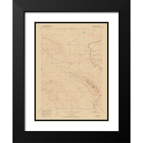 Oil Mountain Wyoming Quad - USGS 1951 Black Modern Wood Framed Art Print with Double Matting by USGS