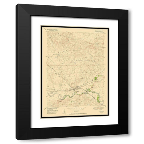 Orin Wyoming Quad - USGS 1950 Black Modern Wood Framed Art Print with Double Matting by USGS
