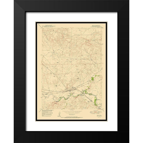 Orin Wyoming Quad - USGS 1950 Black Modern Wood Framed Art Print with Double Matting by USGS