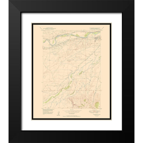 Parkerton Wyoming Quad - USGS 1950 Black Modern Wood Framed Art Print with Double Matting by USGS