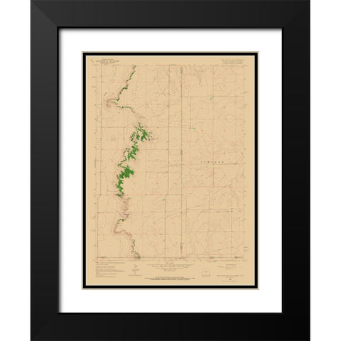 Pine Bluffs Wyoming Quad - USGS 1963 Black Modern Wood Framed Art Print with Double Matting by USGS