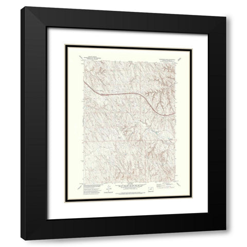 Ploessers Draw Wyoming Quad - USGS 1972 Black Modern Wood Framed Art Print with Double Matting by USGS