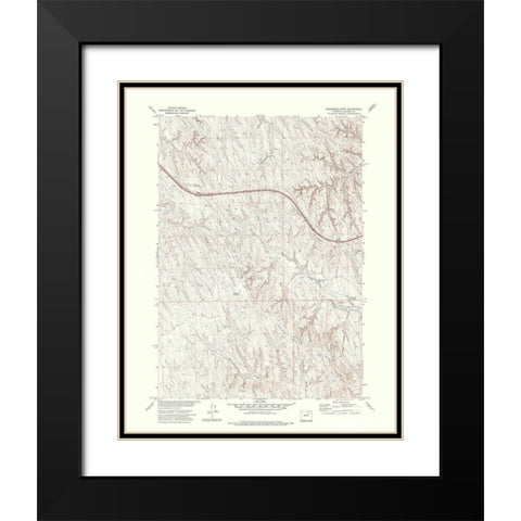 Ploessers Draw Wyoming Quad - USGS 1972 Black Modern Wood Framed Art Print with Double Matting by USGS