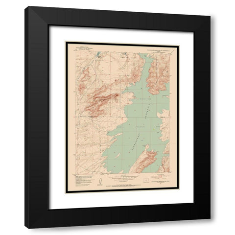 Pathfinder Reservoir Wyoming Quad - USGS 1951 Black Modern Wood Framed Art Print with Double Matting by USGS
