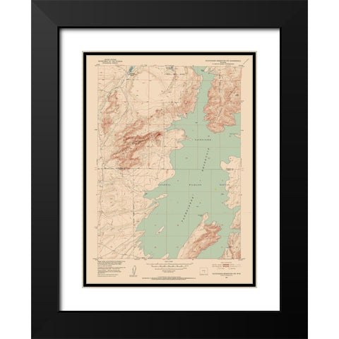 Pathfinder Reservoir Wyoming Quad - USGS 1951 Black Modern Wood Framed Art Print with Double Matting by USGS