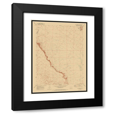 South East Red Desert Wyoming Quad - USGS 1970 Black Modern Wood Framed Art Print with Double Matting by USGS