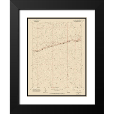 South West Red Desert Wyoming Quad - USGS 1970 Black Modern Wood Framed Art Print with Double Matting by USGS