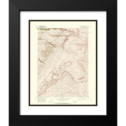 Roughlock Hill Wyoming Quad - USGS 1968 Black Modern Wood Framed Art Print with Double Matting by USGS