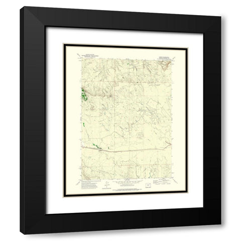 Rozet Wyoming Quad - USGS 1971 Black Modern Wood Framed Art Print with Double Matting by USGS