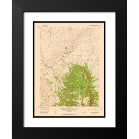 Rattlesnake Pass Wyoming Quad - USGS 1955 Black Modern Wood Framed Art Print with Double Matting by USGS