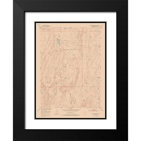 Rongis Reservoir Wyoming Quad - USGS 1952 Black Modern Wood Framed Art Print with Double Matting by USGS