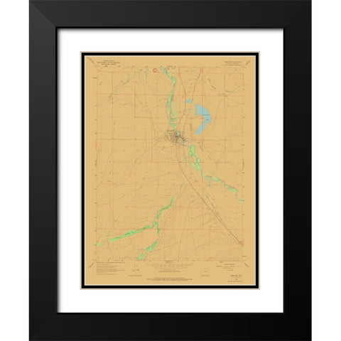 Saratoga Wyoming Quad - USGS 1961 Black Modern Wood Framed Art Print with Double Matting by USGS