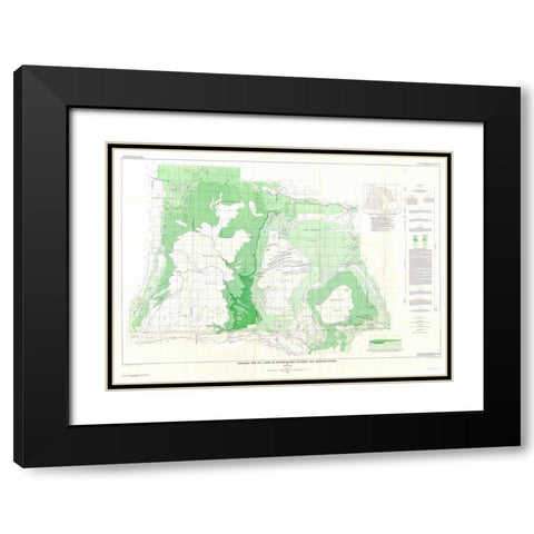 Southwestern Wyoming Adjacent States - Bradley Black Modern Wood Framed Art Print with Double Matting by Bradley