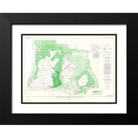 Southwestern Wyoming Adjacent States - Bradley Black Modern Wood Framed Art Print with Double Matting by Bradley