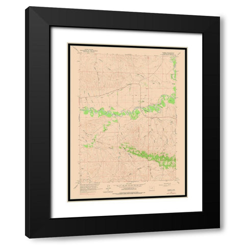 Sussex Wyoming Quad - USGS 1961 Black Modern Wood Framed Art Print with Double Matting by USGS