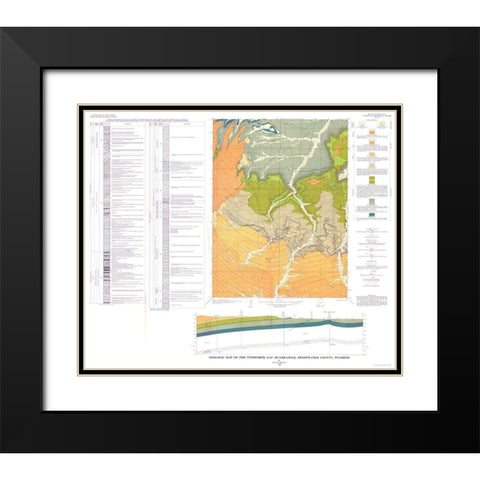 Titsworth Gap Quad  Wyoming - Roehler 1973 Black Modern Wood Framed Art Print with Double Matting by Roehler
