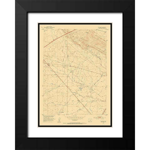 Waltman Wyoming Quad - USGS 1952 Black Modern Wood Framed Art Print with Double Matting by USGS